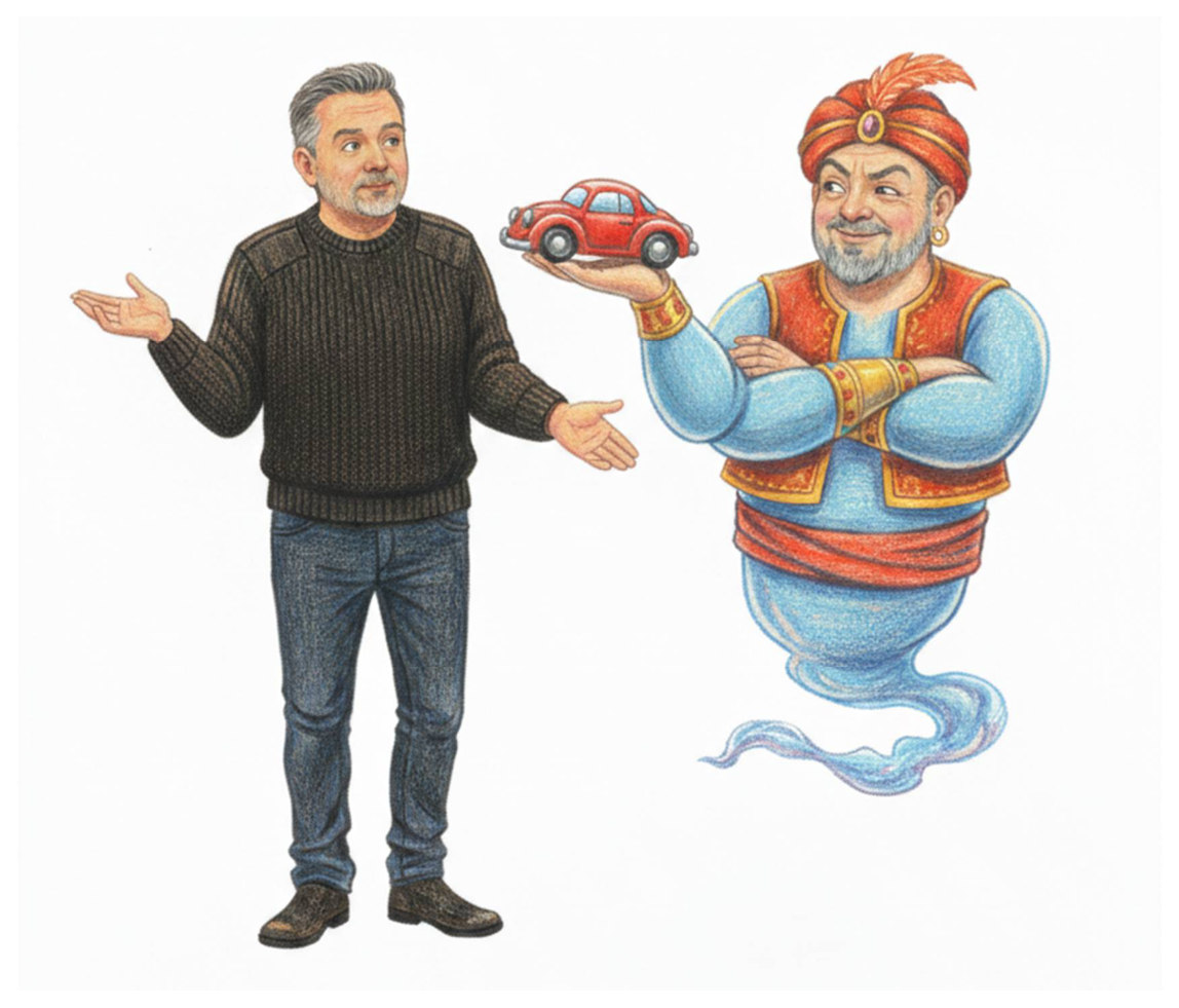 The same small red toy car, the man reaching for it