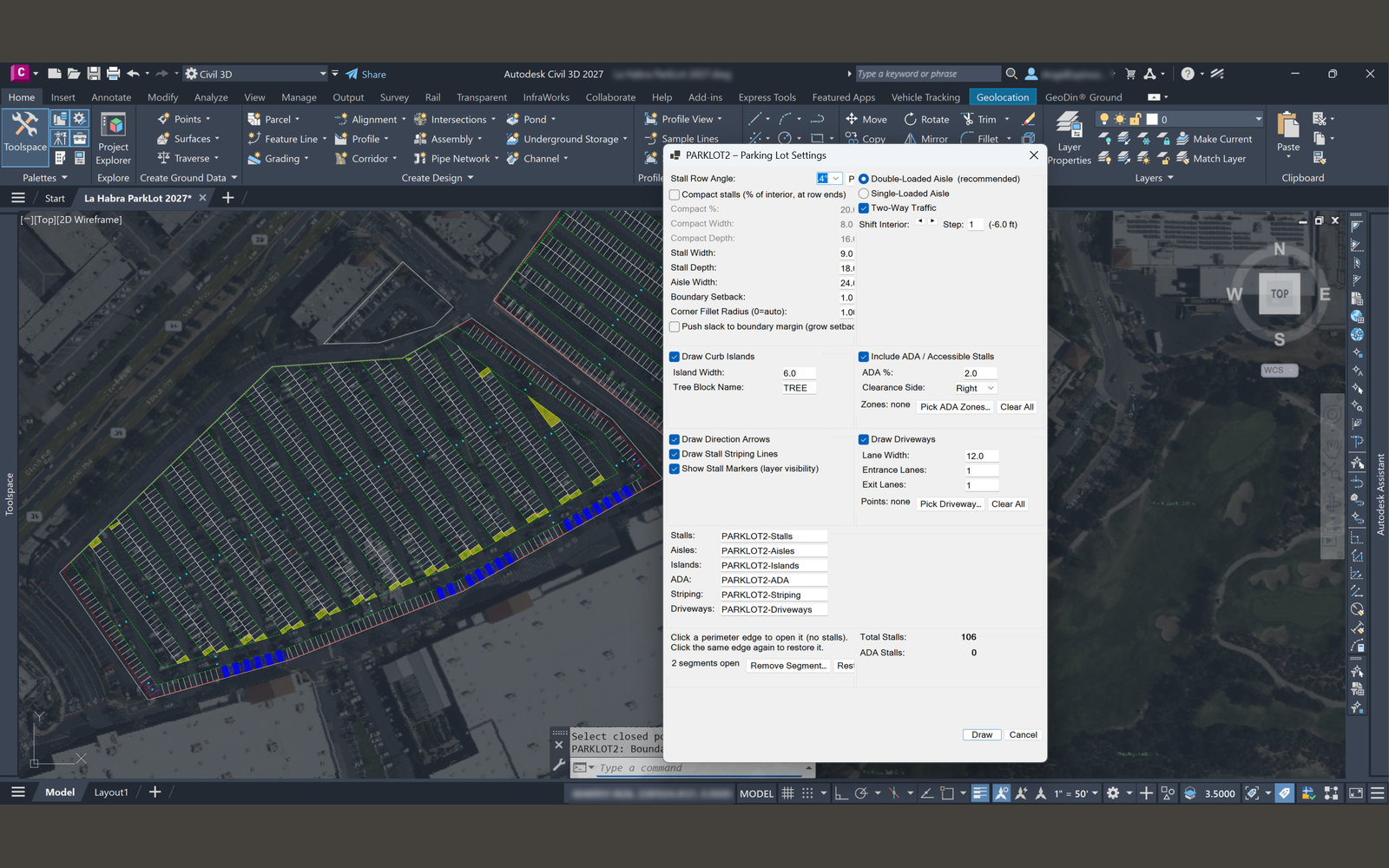 Parking Lot Layout Generator interface