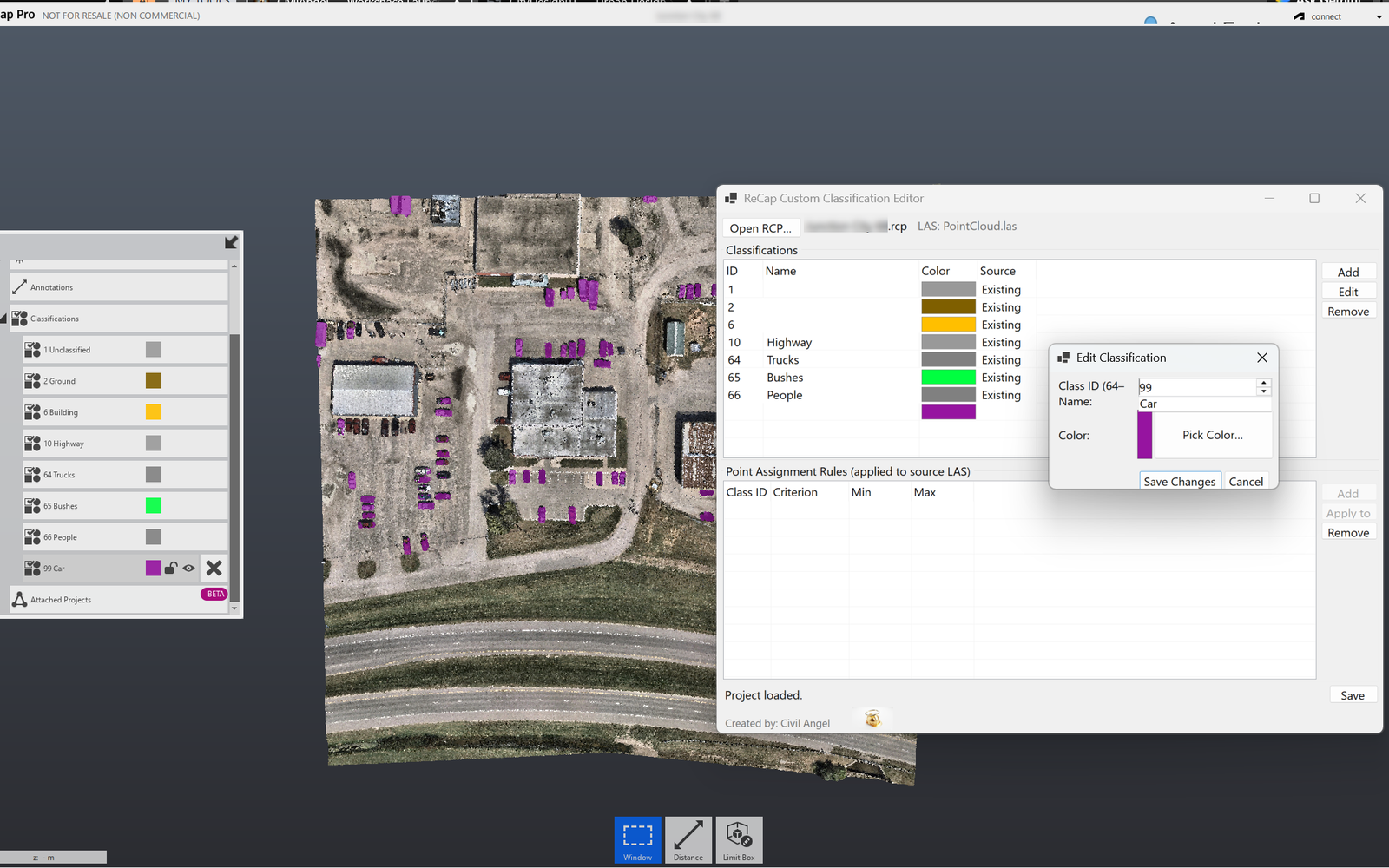 Point Cloud Classification Editor interface
